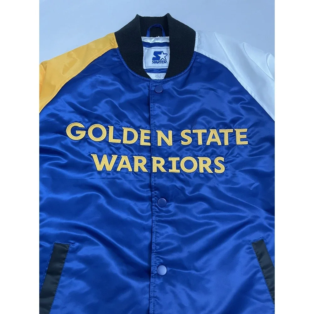 Vintage Starter Golden State Warriors Tricolor Remix Satin Jacket Men's Large